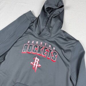 NBA Houston Rockets Hoodie Mens XL Gray TX3 Warm Fleece Ribbed Sleeve Sweatshirt
